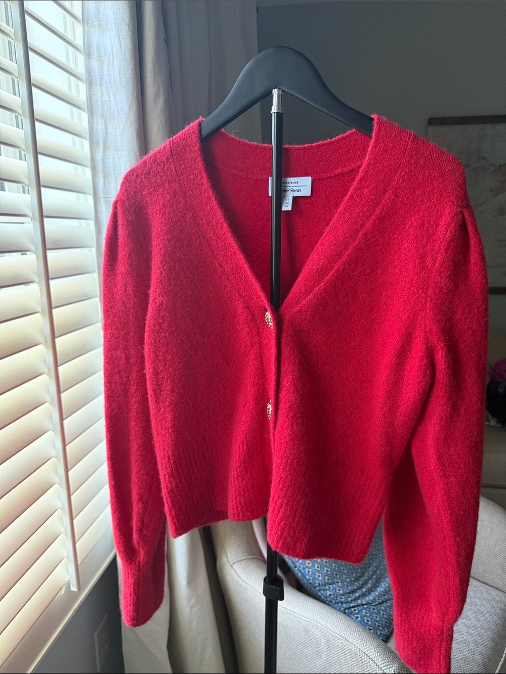 & Other Stories Red V-Neck Button Cardigan